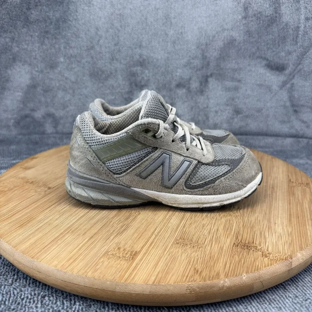 New Balance 990V5 Shoes Boys Size 10.5 Gray Suede Athletic Running Sneakers